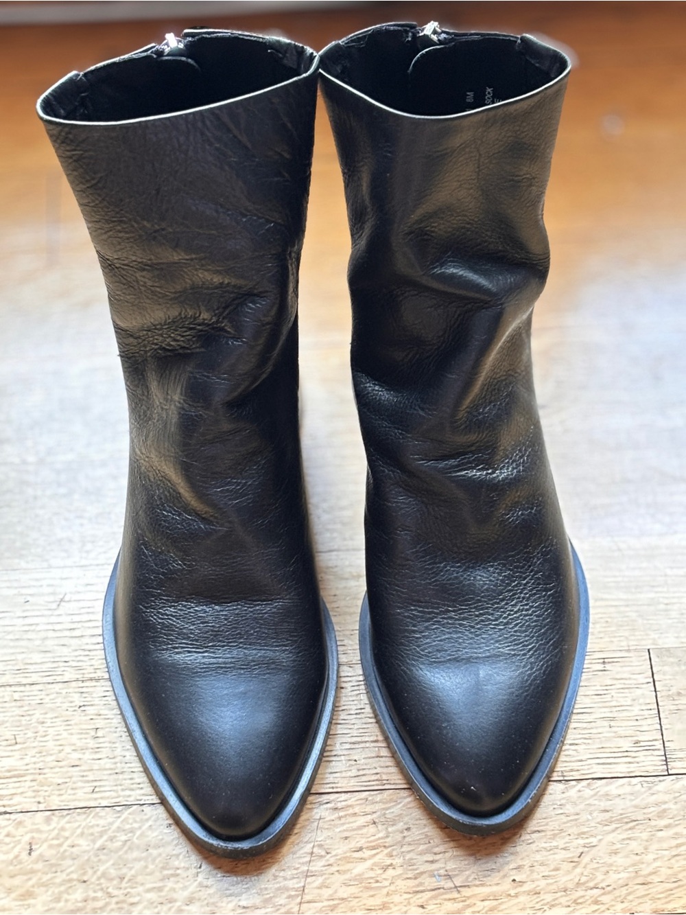 Steve Madden Black Leather Ankle Boots with Pointed Toe